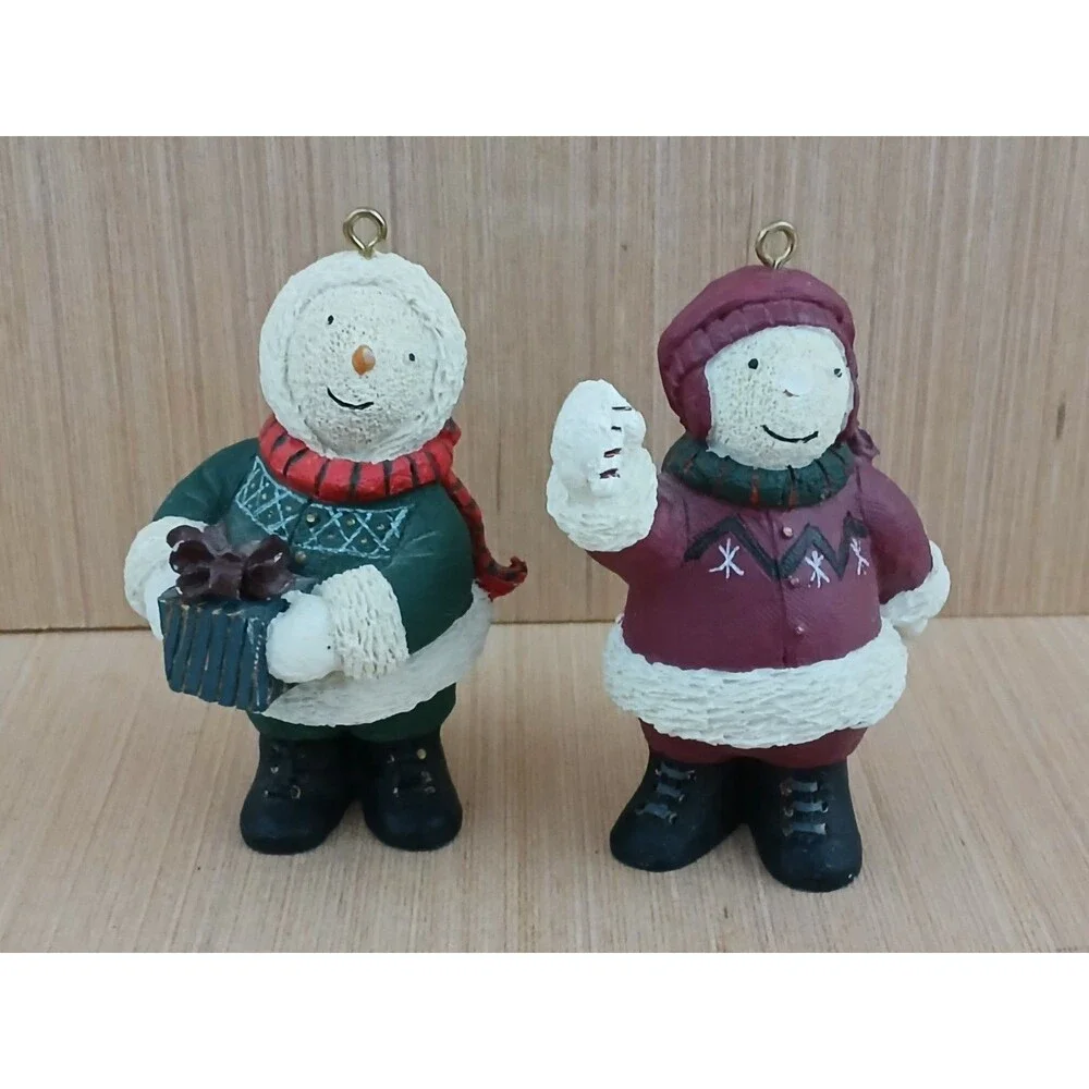 Snowmen Christmas Ornaments set of 2 Holiday Tree Decoration Cute